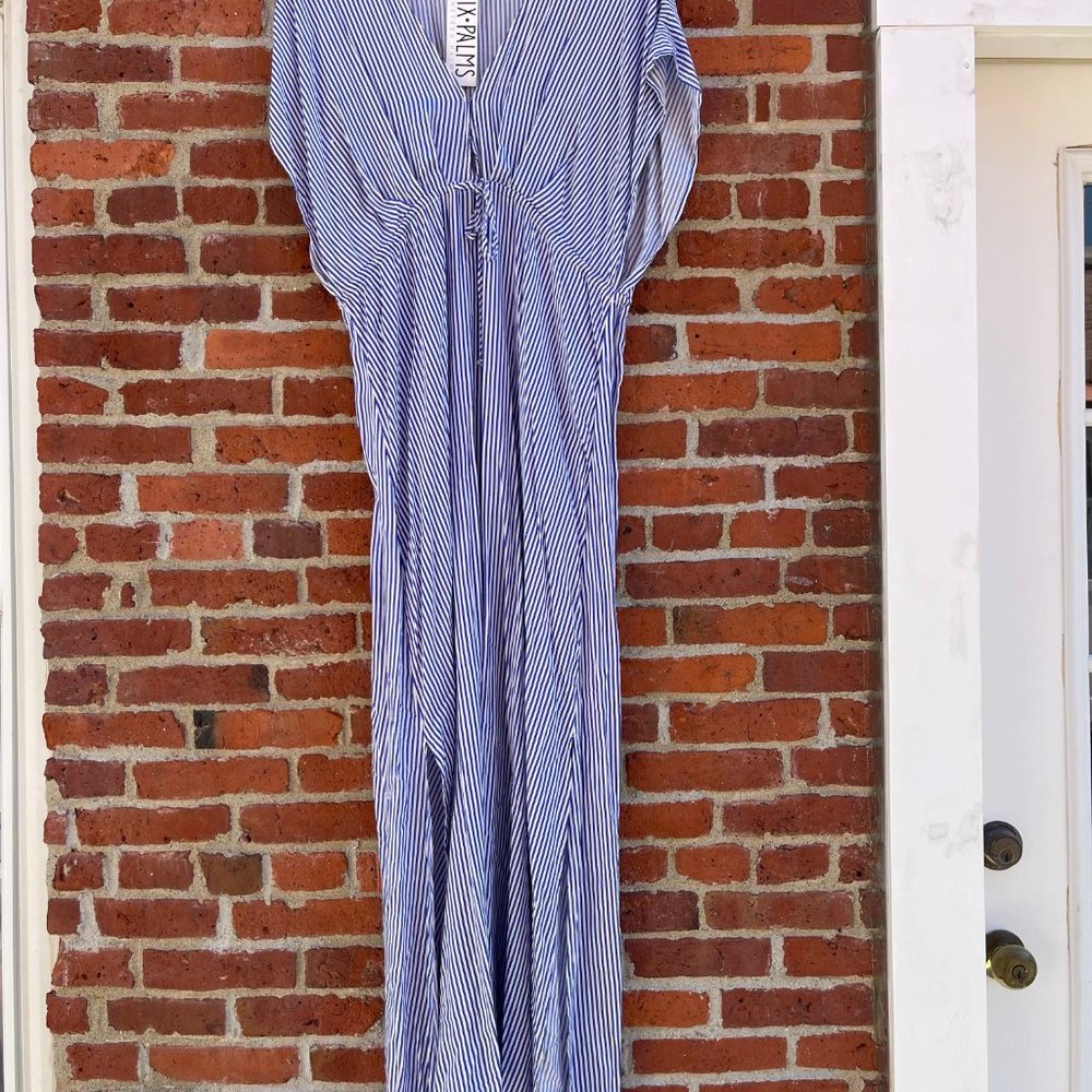 XIX PALMS AMALFI CABANA MAXI resort DRESS NWT-  blue white stripe - Size Medium